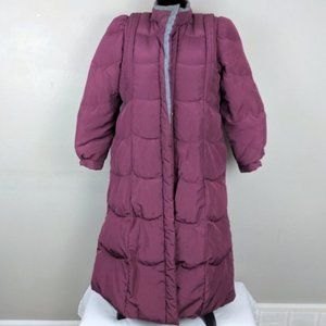 VTG Magenta Full Length Down Puffer Winter Coat